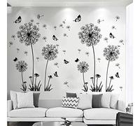 2 Set of Dandelions Wall Stickers, DIY Dandelion Wall Decal, Giant Flowers Plants Wall Sticker, Removable Wall Pictures Art Home Decoration for Living Room Bedroom Hallway Window Door