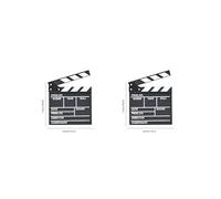 2 set of Director Film Clapboard Action Scene Clapper Board Wooden Movie Film Clap Slate, S, Black