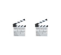 2 set of Director Film Clapboard Action Scene Clapper Board Wooden Movie Film Clap Slate, S, White