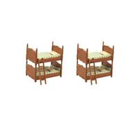 2 set of Dollhouse Bunk Bed Exquisite with Pillows Mattress Cute Double Bed Model