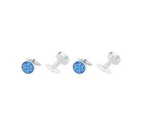 2 set of Glitter Crystal Blue Sky Star Circular Round Cufflinks Elegant Mens Jewelry