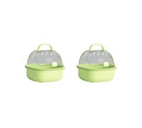 2 set of Hamster Carry Case Cage with Water Bottle for Small Animals Squirrel Outdoor green 20x18x16 cm