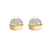2 set of Hamster Carry Case Cage with Water Bottle for Small Animals Squirrel Outdoor yellow, 20x18x16cm