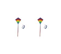 2 set of Large Rainbow Kite for Kids and Adults Easy to Fly with Handle Hook & Line A