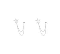 2 set of Men's Suit Collar Star Brooch Lapel Pin Durable Badge Tassel Chain Accessory Argent Silvery