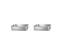 2 set of Open Top Pet Litter Box Pet Supplies for Indoor Cats with Handles Cat Toilet 40x30x10cm, Silver