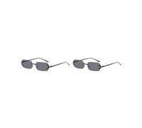 2 set of Rectangle Rimless Sunglasses Colored Lens Decorative Cosplay Work Hip Hop Black, 14x3.4x13.8cm