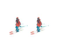 2 set of Resin 1/87 Skiing Figures Scenery Figure Scenes Accessories Orange Blue 2 cm