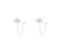 2 set of Shiny Flower Pin Brooch for Men Vintage Style Breastpin Hanging Chain Brooch Silvery