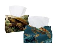 2 set of Tortoise Sea Turtle Pattern Tissue Holder,19x12.7x15cm