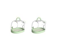 2 set of Travel Bird Cage with Handle Clear Multifunction for Parrot Birds Cockatiels Green, 23x15.5x17.5cm