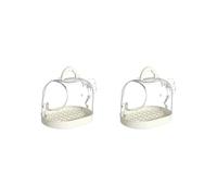 2 set of Travel Bird Cage with Handle Clear Multifunction for Parrot Birds Cockatiels White, 23x15.5x17.5cm