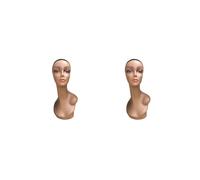 2 set of Woman Mannequin Head Model Sturdy Multifunctional 19inch Tall for Barbershop Style A