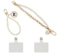 2 set Phone Wrist Straps with Tether Tabs, BOSOIRSOU Pearl Beaded Cell Phone Lanyards Hand Wrist Straps Universal Phone Chain Wrist Keychain Cords for Phone Camera Key ID Badges