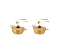 2 Set Practical Korea Ramen Pot with Spoon and Chopsticks for Picnic Curry Camping 16cm