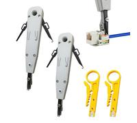 2 Set Punch Down Tool RJ45 Crimp Tool Professional Ethernet Punchdown Tools for RJ45 Socket Cat5/Cat6/Ca7 & Telephone Cable Impact White Wire Stripper Terminal Insertion Tools
