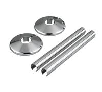 2 Set Radiator Pipe Covers and Collars, 15mm x 200mm Pipe Covers, Plastic Sleeve Covers for Home and Office Heating Systems