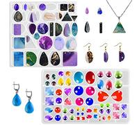 2 Set Resin Mould Jewellery, AIFUDA Epoxy Resin Kit Moulds Jewellery Making Silicone Moulds for Resin Gem Necklace Pendant Earring