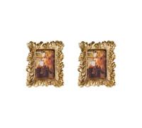 2 set Retro Picture Frame Vintage Iris Flower Photo Holder Rectangle Frames Decor 7in, 7 inch
