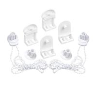 2 Set Roller Blind Fittings - 25 mm Plastic Roller Blind Repair Kit with Bead Chain Fitting Brackets Blackout Curtain Rods Clutch Spare Replacement Easy Installation for Bedroom Bathroom Home Office