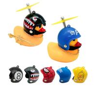 2 Set Rubber Duck Bike Bell Set, Cute Yellow Duck Bike Accessories with 2 LED Light Duck + 5 Helmet Accessories, Rubber Duck Decorations Bikes for Scooter Bike Motorcycle Car Bike Decor