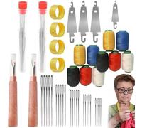 2 Set Sewing Needles, 36PCS/Set 5 Size Big Eye Steel Needles for Hand Sewing with 5 Color Threads Tools for DIY Projects
