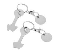 2 Set Shopping Trolley Release Key, Trolley Key Release Tool, Shopping Trolley Releaser, Supermarket Trolley C-oin, Stainless Steel Removable Shopping Trolley Token C-oin Keyring for Shopping Trolley