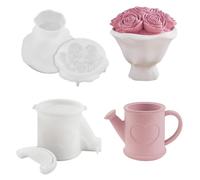 2 Set Silicone Candle Molds, 3D Rose Box Mold with Lid, Watering Can Silicone Mold, DIY Craft Home Decor