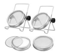 2 Set Sprouting Lids Stainless Steel Screen Sprout Lids with Sprouting Stand for Wide Mouth Mason Jar Sprouting Kit