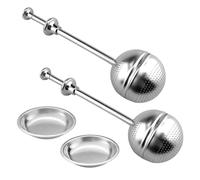 2 Set Stainless Steel Ball Shape Tea Strainer with Tray Tea Infuser Strainer Long-Handled Tea Ball Filter for Loose Leaf Tea, Tea Strainers & Filters with Handle Tea Interval Diffuser
