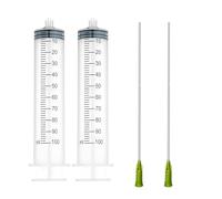 2 Set Syringe with Luer Lock 14Ga 4inch Needles for Oil Injector, Glue Dispensing Applicator, Scientific Labs, Watering, Refilling, Filtration (100ML)