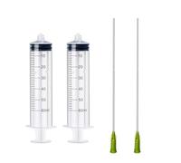2 Set Syringe with Luer Lock 14Ga 4inch Needles for Oil Injector, Glue Dispensing Applicator, Scientific Labs, Watering, Refilling, Filtration (50ML)