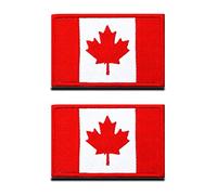 2 Set. Tactical Canada Flag Embroidered Patches - 3.15"x 2" Canadian Maple Leaf Flag Military Uniform Sew On Emblem Patch - Loop & Hook Fasteners Attach to Tactical Backpack, Garment & Gears
