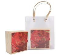 2 Set Wedding Wooden Gift Box, PVC Exquisite Candy Packaging Bag, Pine Wood with High - Precision Polishing, Elegant Gift Box Set for Jewelry Candy Perfume, Perfect for Val (European retro flower)