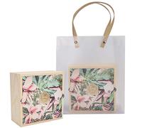 2 Set Wedding Wooden Gift Box, PVC Exquisite Candy Packaging Bag, Pine Wood with High - Precision Polishing, Elegant Gift Box Set for Jewelry Candy Perfume, Perfect for Val (Huayu)