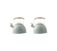 2 Set Whistling Tea Kettle Portable Loud Whistle Kettle for Camping Dorm Household Green 20.1x22.5 cm