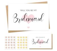 2 Set Will You Be My Bridesmaid Card - Bridesmaid Proposal Card Invitations Set with Envelopes & Sealing Stickers, Elegant Design Perfect for Wedding Party Invitation, 15 * 10 CM (Kraft Envelopes)