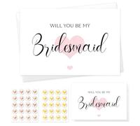 2 Set Will You Be My Bridesmaid Card - Bridesmaid Proposal Card Invitations Set with Envelopes & Sealing Stickers, Elegant Design Perfect for Wedding Party Invitation, 15 * 10 CM (White Envelopes)