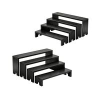 2 Set Wooden Display Stands,4 Tier Black Wood Perfume Stand Display Riser | Wooden Cologne Organiser,Large Tiered Display Stand Shelf for Fragrance Makeup Figurine Cosmetics Spice Cupcake Small Plants