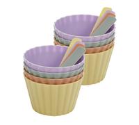 URBNLIVING Colourful Ice Cream Set - Includes Bowls & Matching Spoons for Desserts & Snacks - Perfect for Parties & Summer Gatherings, 2 Sets (16 Pcs)