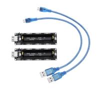 2 Sets 18650 Lithium Li-ion Battery Extension Shield 5V-3V Micro USB Module 600mA 3V/1A 5V/3A with Charging Cable Compatible with Raspberry Pi 3 Compatible with ESP32 ESP8266