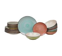 (2 Sets (24 Pcs)) 12/24 Pcs Coloured Stone Ceramic Dinnerware Crockery Plates Bowls Set