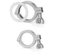 2 Sets 304 Stainless Steel Sanitary Grade Quick-Connect Chuck Clamps with Silicone Gaskets Couplings for φ38-108mm Pipes Fixing Buckle(Φ63 Chuck 77.5)