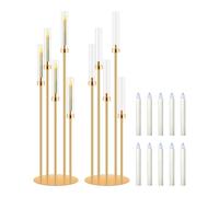 2 Sets 5 Arm Gold Candle Holder with Candles, MSDADA 105 CM Tall Candelabra Centerpieces for Tables Gold Candlesticks Holder for Housewarming Gift Fireplace Dinner Halloween Christmas Wedding Decor