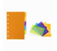 2 Sets 6-Tab Binder Dividers A7 Size 6 Ring Binders Index Dividers with 1/6 Cut Tabs Multicolor Frosted PP Loose Leaf Inserts 6 Tabs per Set