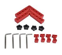 2 Sets 90° Positioning Square, L-Type Right Angle Adjustable Woodworking Splicing Corner Fixture with Metric and Imperial Scales for Cabinet and Picture Frame Assembly (Red)
