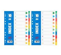 2 Sets A4 File Dividers, Colorful Folder Dividers Plastic,Reusable10 Part Card Basics Subject Dividers,Hole Punched Binder Dividers