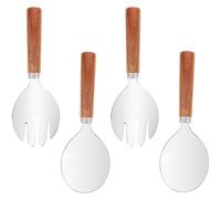 2 Sets Acacia Wood Salad Spoon and Fork Set, Vintage Serving Utensils | Smooth Finish, Ergonomic Handles, 19.5x6.5x2cm, for Pasta Salad, Coffee, Picnics and Buffets