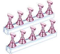 2 Sets Acrylic Nail Display Stand Nail Tip Practice Holder Magnetic Nail Practice Stand Fingernail DIY Nail Art Stand for False Nail Tip Manicure Tool Home Salon Use (Pink)
