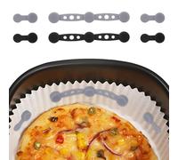 2 Sets Air Fryer Magnet Silicone Buckle, Air Fryer Liners Holder for Keeping Parchment Paper Liners in Place Airfryer Baking Accessories for Heat-Resistant & Prevent Paper Burns (Black, Gray)